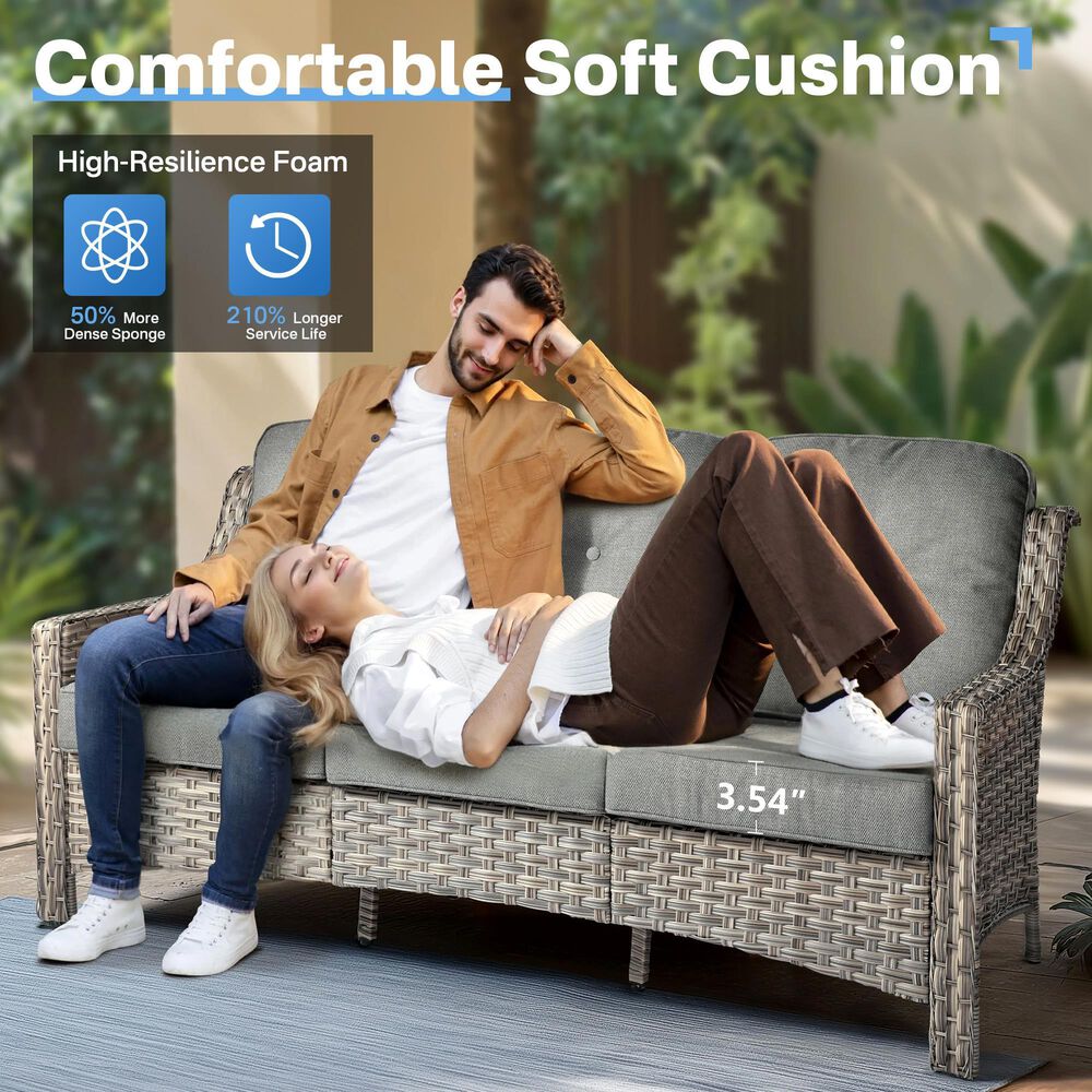 HOMLUX 6-Piece Patio Conversation Set with Coffee Table in Dark Grey, , large