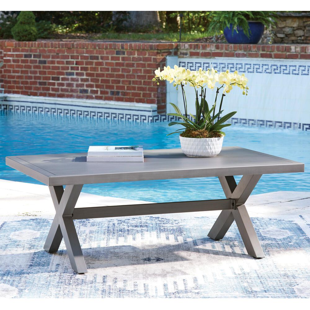 Ashley Half Moon Beach Rectangular Cocktail Table in Gray, , large