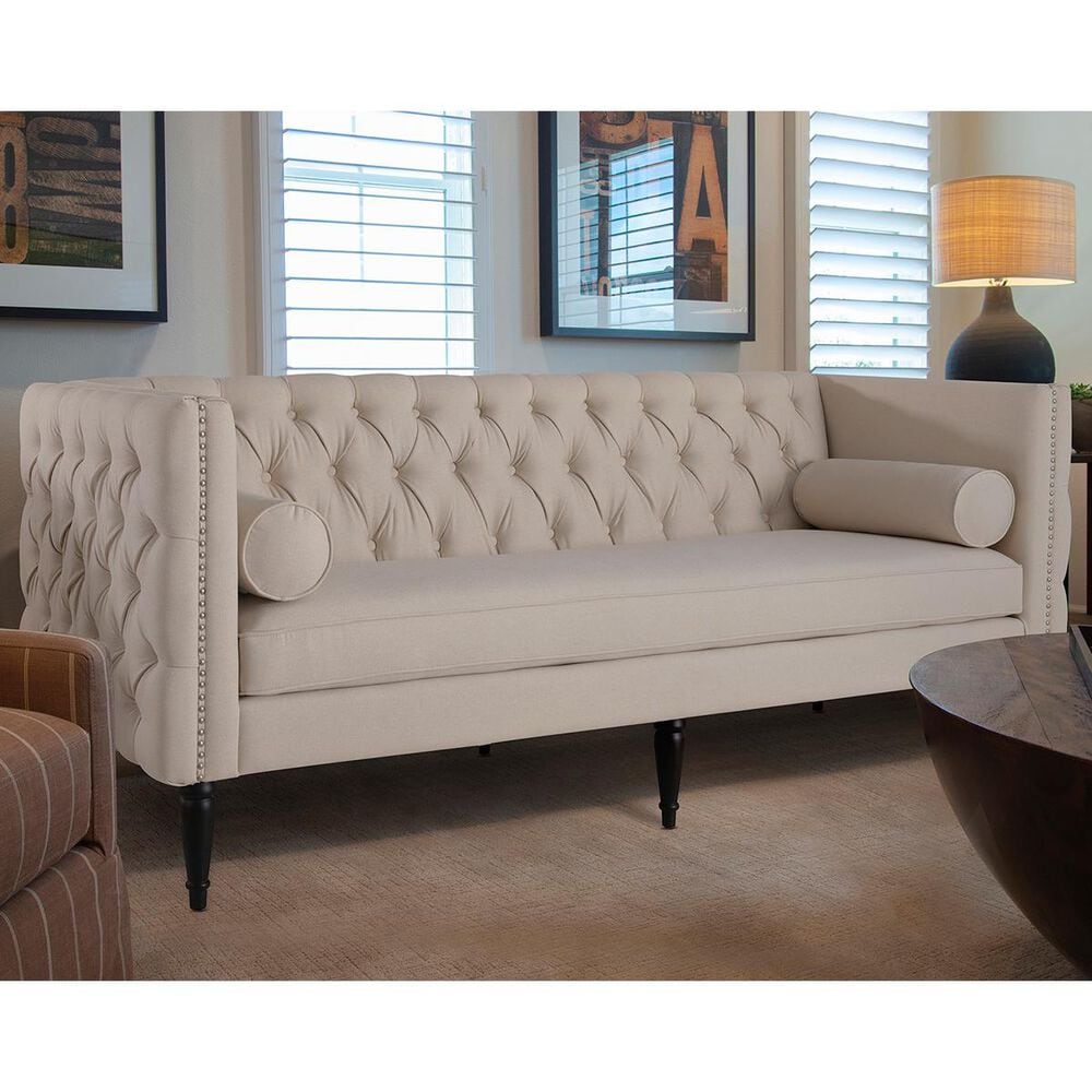 Jennifer Taylor Home Diane Button Tufted Tuxedo Sofa in Sky Neutral, , large