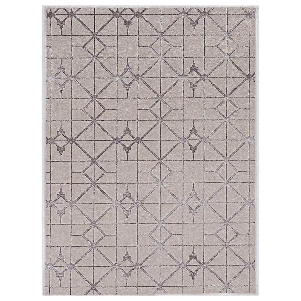 Kas Oriental Rugs Luna Elements 6"7" x 9"6" Ivory and Silver Area Rug, , large