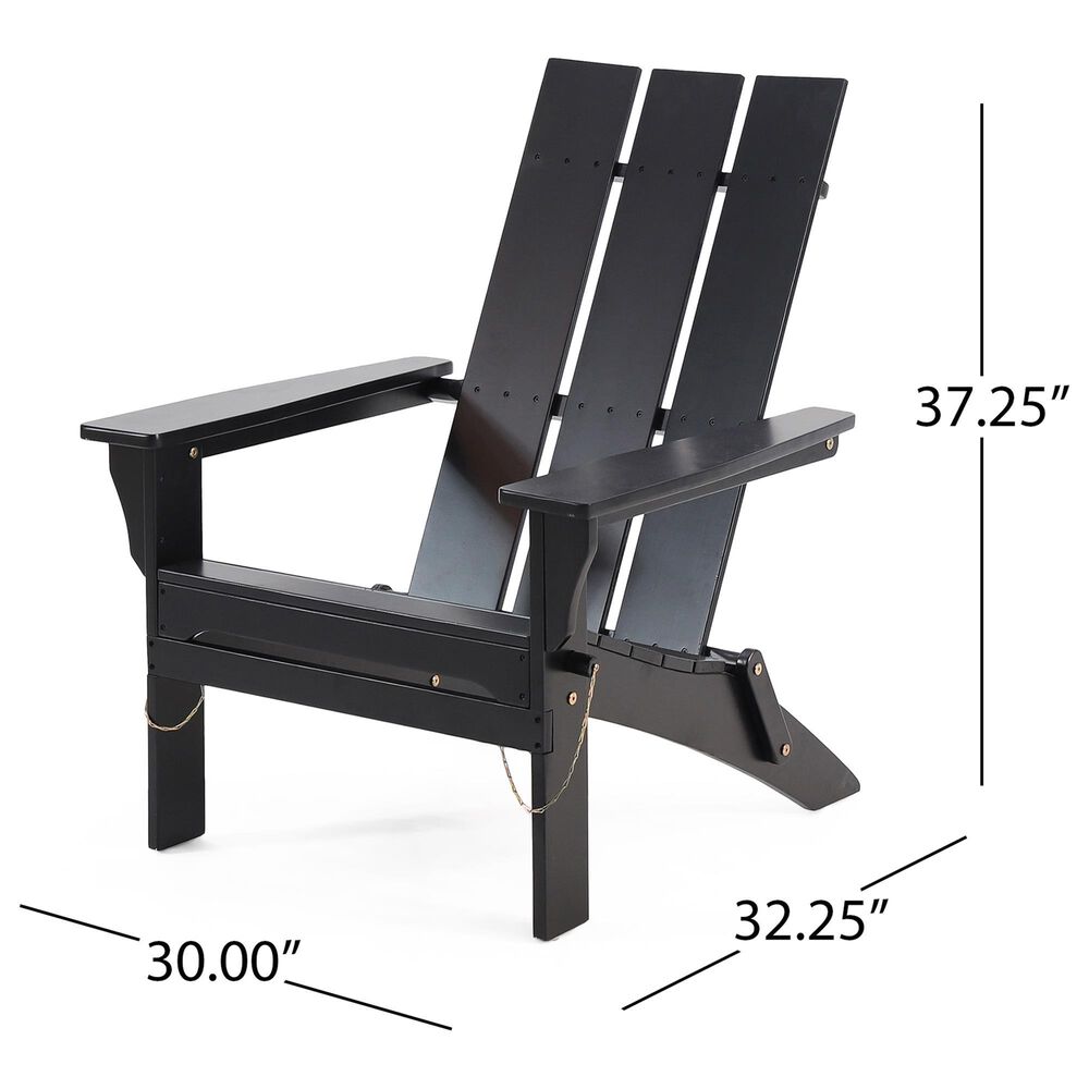 Hearth and Haven Zuma Outdoor Foldable Adirondack Chair in Black, , large