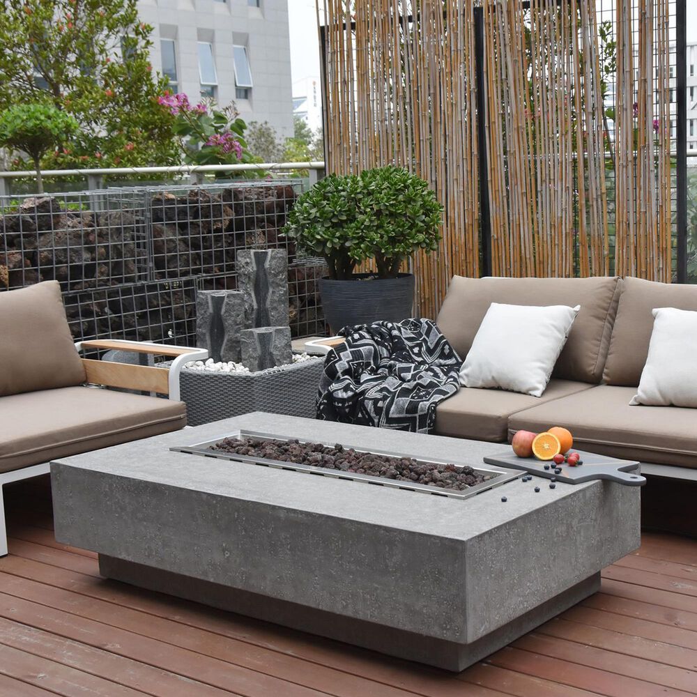 Elementi Fire Hampton Rectangle Natural Gas Fire Table in Gray, , large