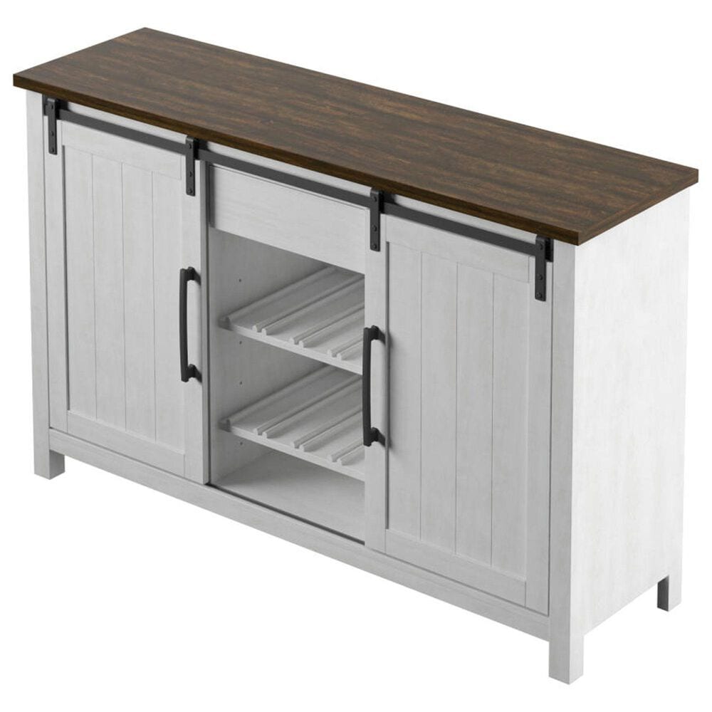 RTJ Furniture 2-Door Sideboard with Wine Storage in Antique White, , large