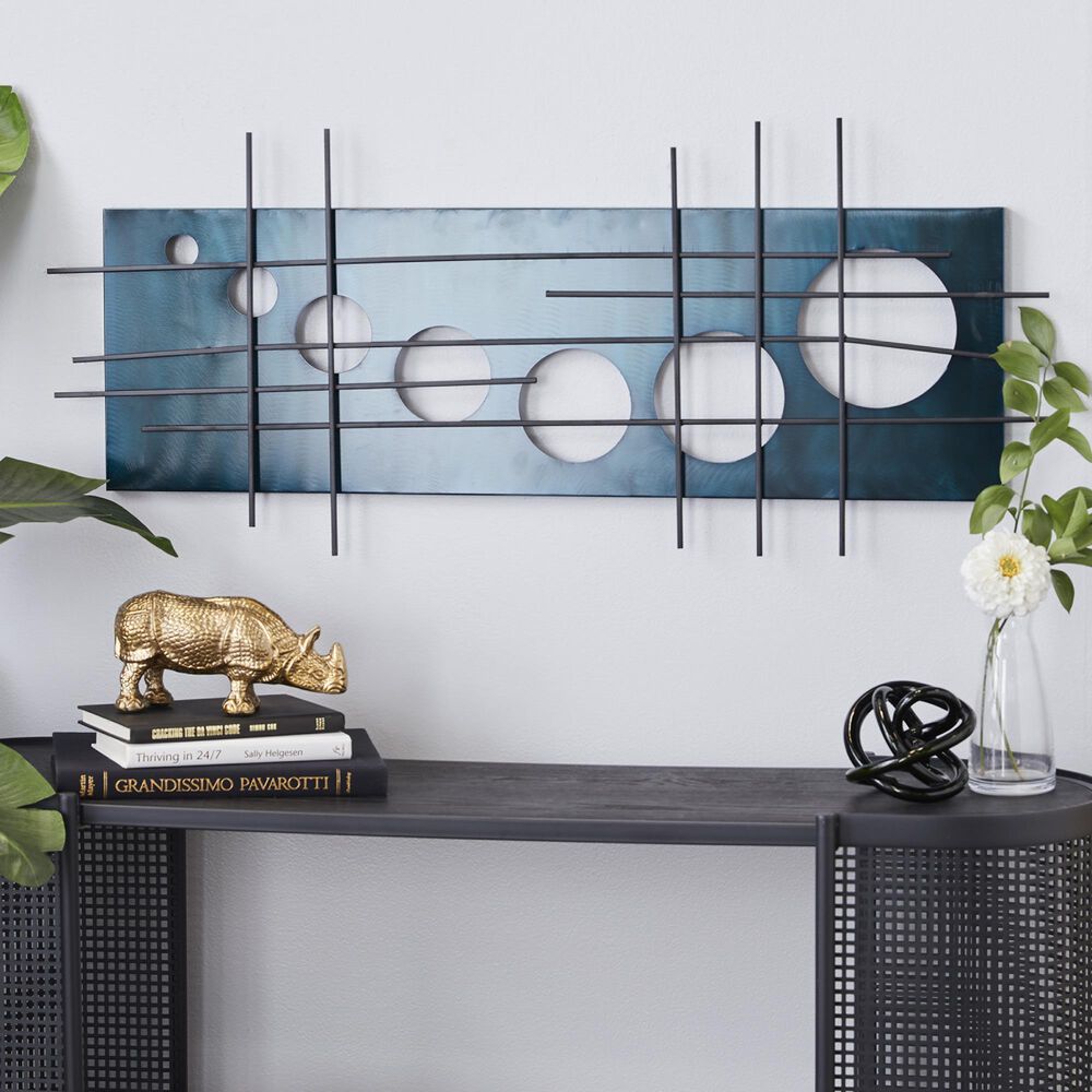 Maple and Jade 17&quot; x 40&quot; Wall Decor in Black and Dark Blue, , large