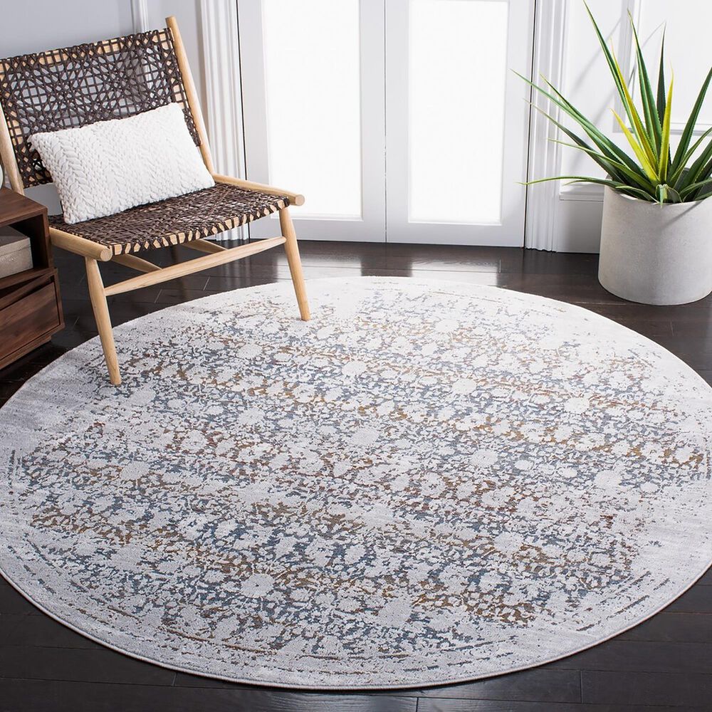 Safavieh Craft CFT939F 6&#39;7&quot; Round Grey and Gold Area Rug, , large