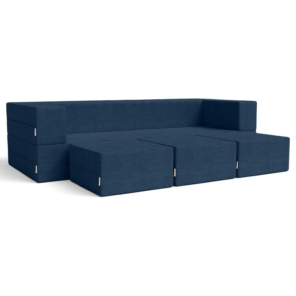 Jaxx Zipline 3-Piece Stationary Convertible Sleeper Sofa in Indigo Velvet, , large