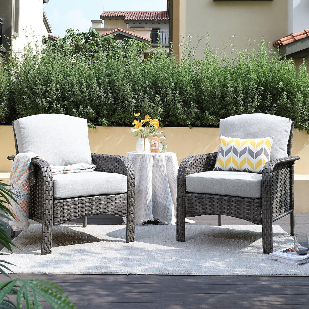 HOMLUX 27" Patio Single Chair in Grey (Set of 2), , large