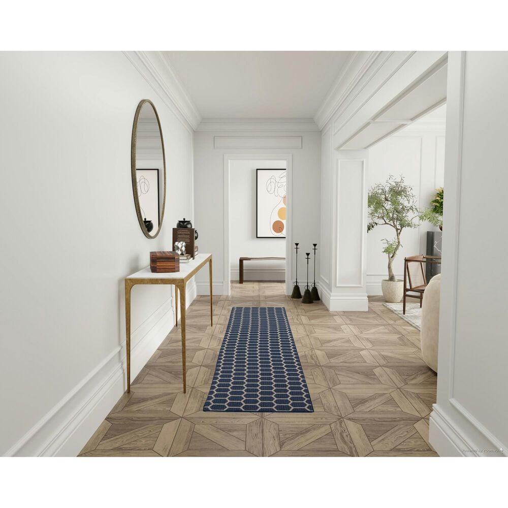 Nourison Twist Reversible 2&#39;2&quot; x 10&#39; Navy Indoor/Outdoor Runner, , large
