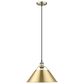 Golden Lighting Orwell 1-Light Wide Large Pendant with Brushed Champagne Bronze Shade in Aged Brass, , large
