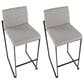 Lumisource Fuji High Back Barstool with Grey Fabric in Black (Set of 2), , large