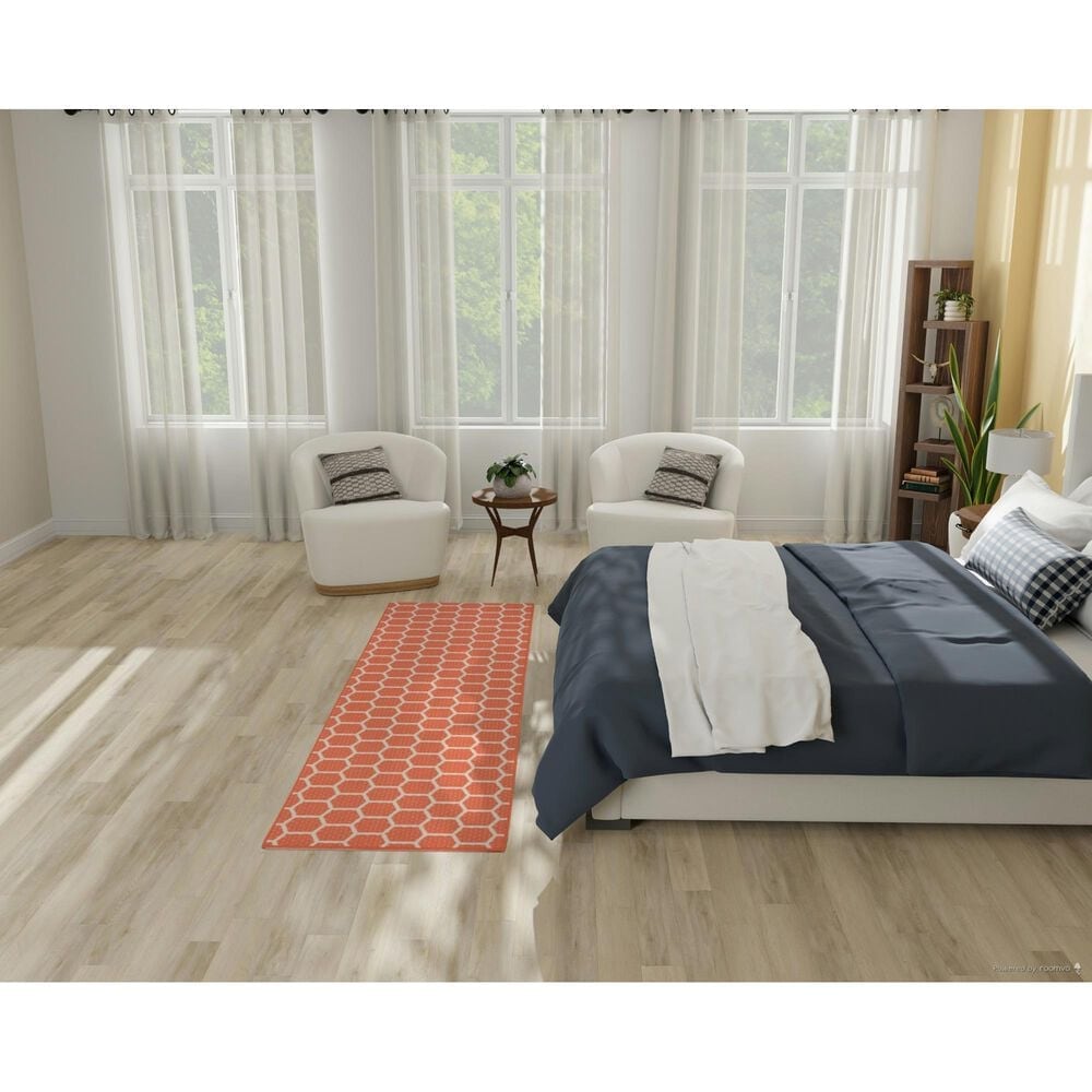 Nourison Twist Reversible 2&#39;2&quot; x 8&#39; Coral Indoor/Outdoor Runner, , large
