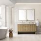 James Martin Vanities Hudson 60" Double Bathroom Vanity in Light Natural Oak with 3 cm Carrara White Marble Top and Rectangular Sinks, , large