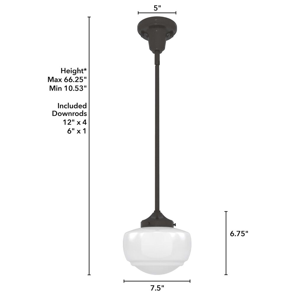 Hunter Saddle Creek 1-Light Mini Pendant with Shiny Cased White Glass in Noble Bronze, , large