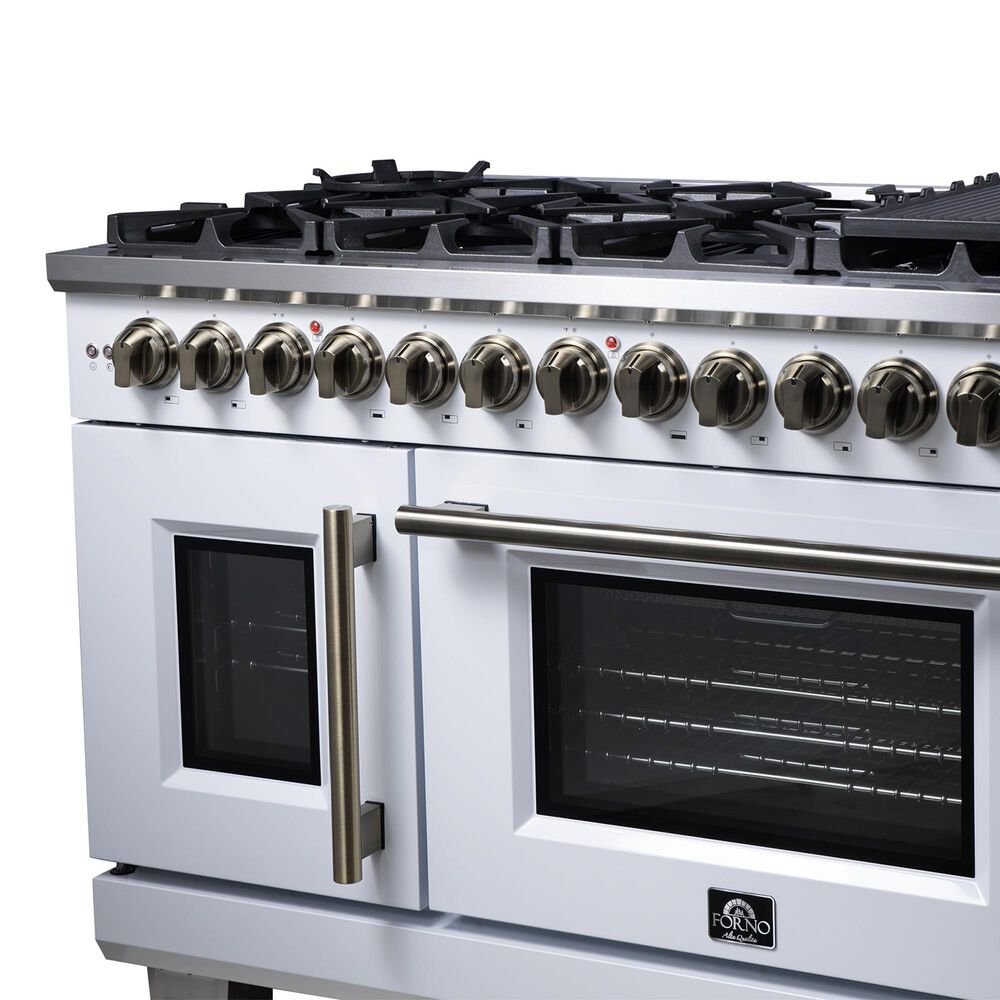 Forno Capriasca 48" Freestanding French Door Dual Fuel Range in White, , large