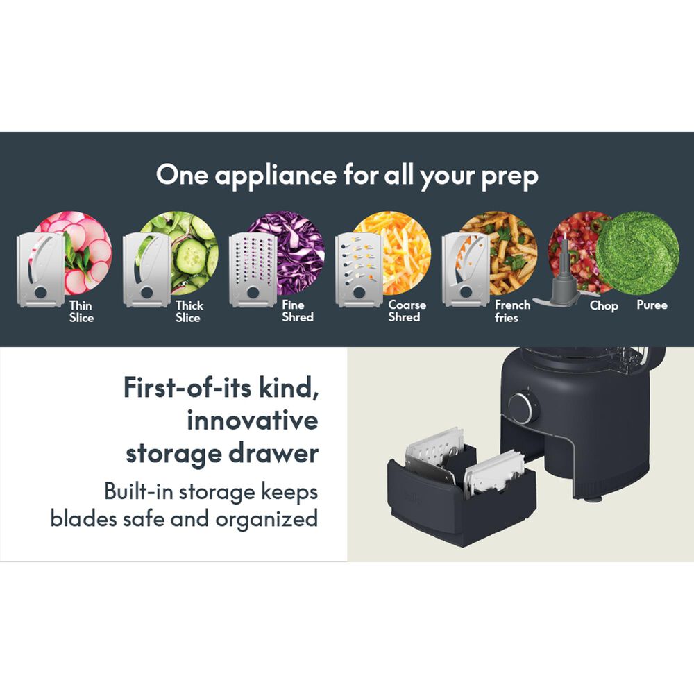 Bella Prep and Store 10-Cup Food Processor in Slate, , large