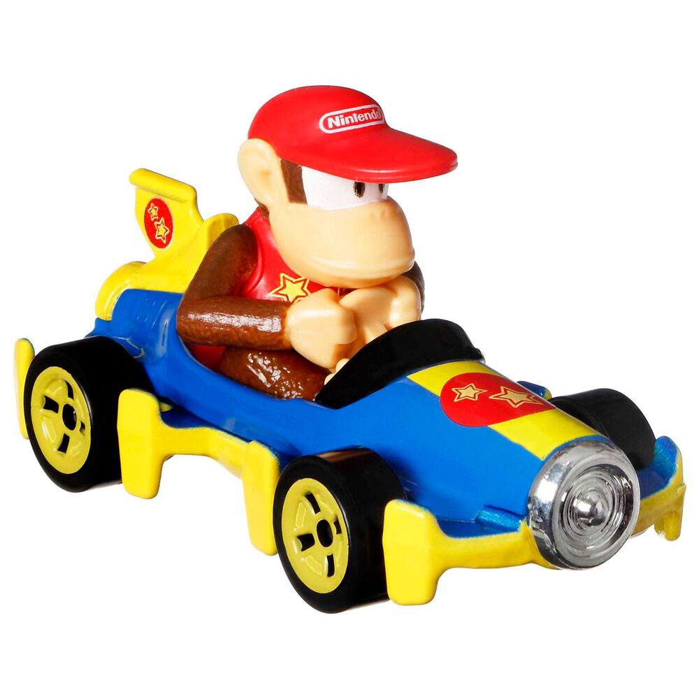 Hot Wheels Mario Kart Toy Character Vehicle 4-Pack - Diddy Kong, Waluigi, Blue Yoshi, Toad, , large