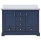 Lexora Home Dukes 48" Double Bathroom Vanity in Navy Blue with 2 cm White Quartz Top and Rectangular Sinks, , large