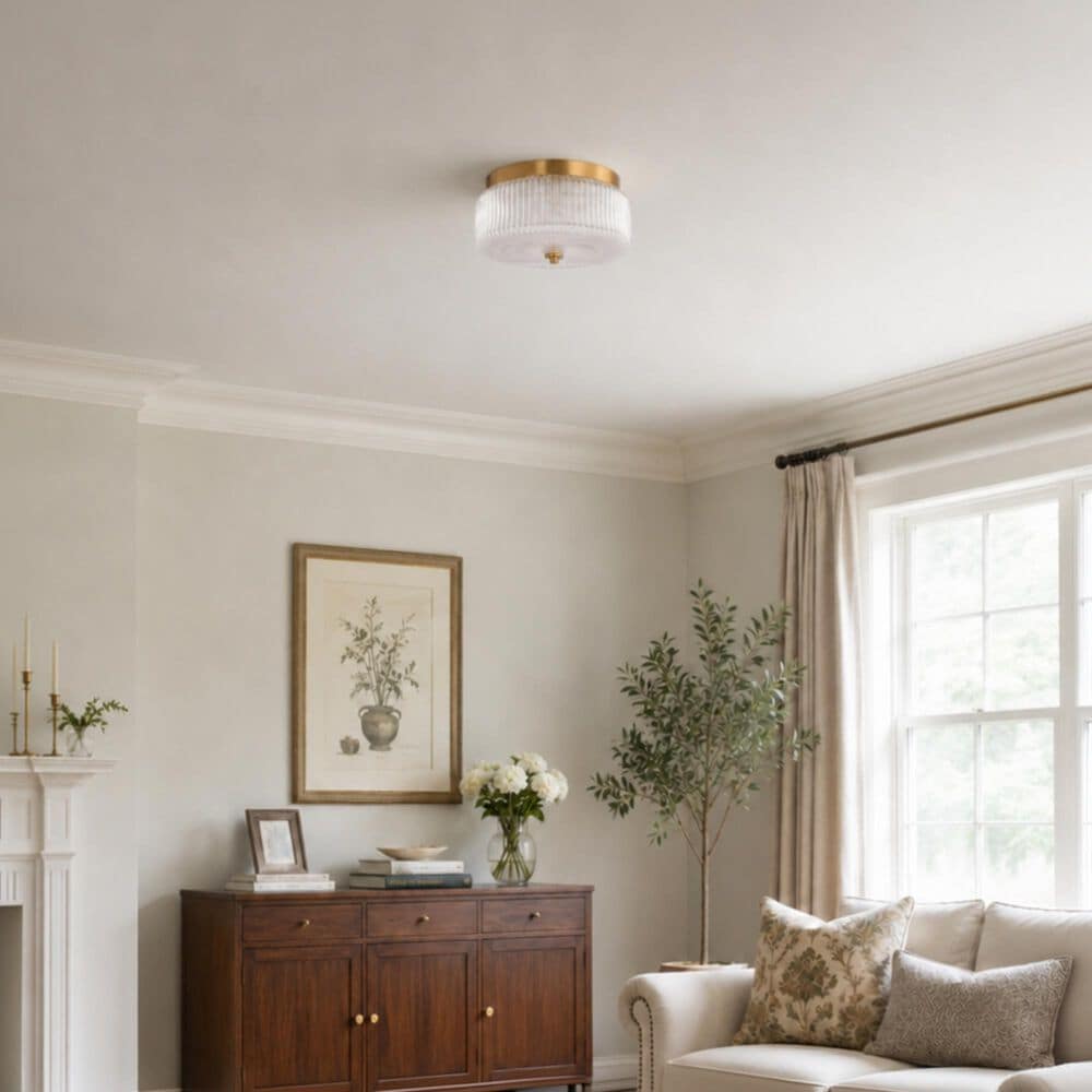 Vaxcel Riverside 2-Light Flush Mount in Muted Brass, , large