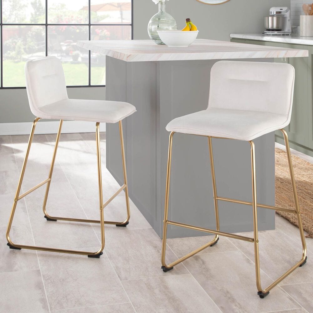 Lumisource Casper Counter Stool in Cream and Gold &#40;Set of 2&#41;, , large