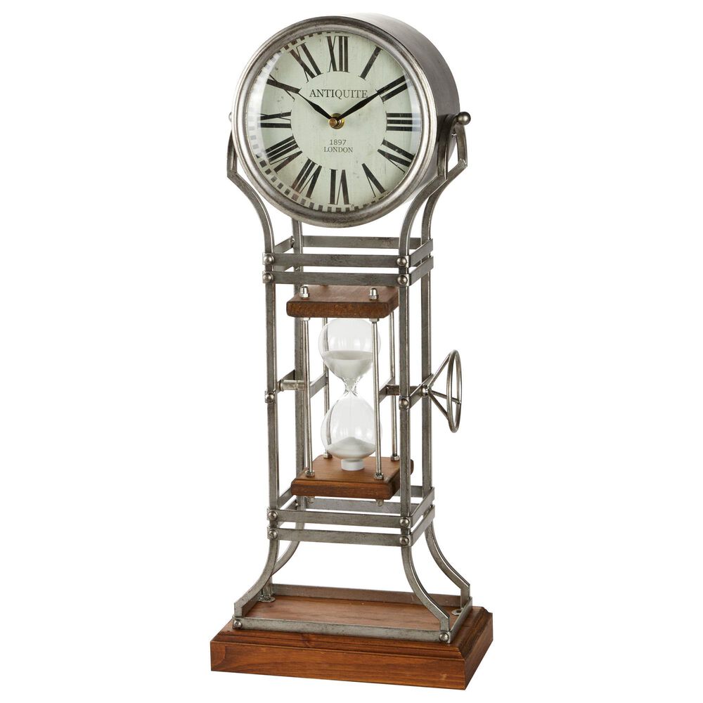 Maple and Jade 23" Rustic Metal Clock in Grey, , large