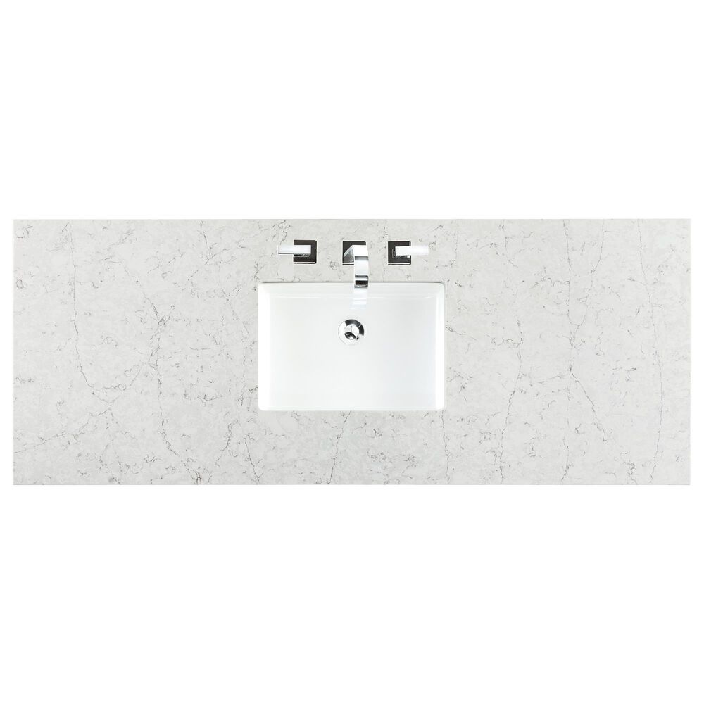 James Martin Vanities Hudson 60" Single Bathroom Vanity in Light Natural Oak with 3 cm Eternal Jasmine Pearl Quartz Top, Rectangular Sink and FreePower Wireless Charger, , large