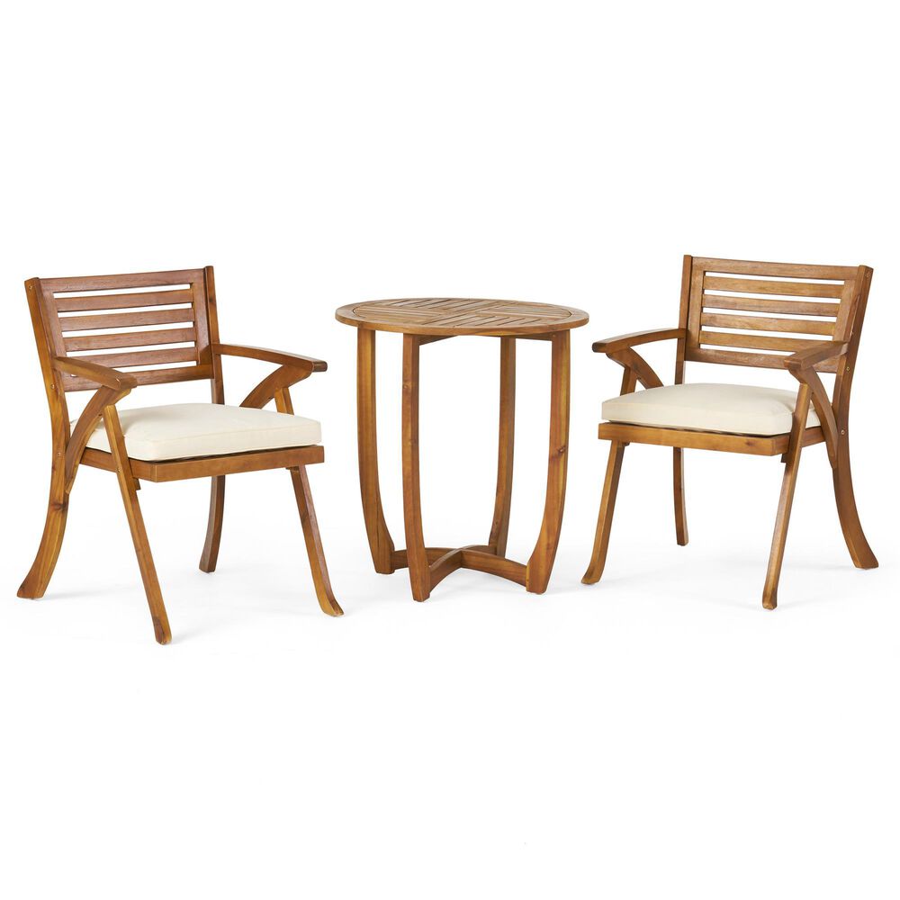 Noble House Coronado 3-Piece Patio Bistro Set in Teak Brown, , large