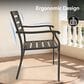 Hearth and Haven 5-Piece Outdoor Metal Dining Set with Stackable Chairs and Round Slatted Table in Black, , large
