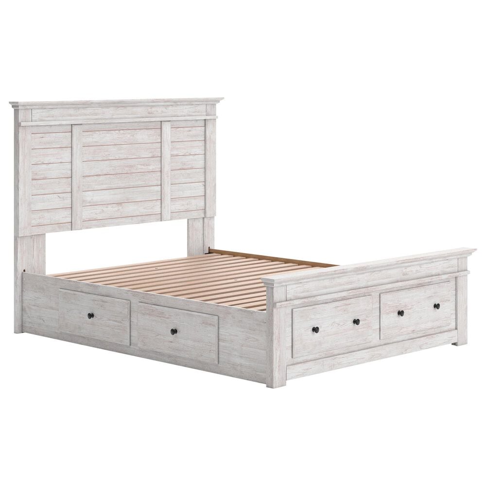Ashley Makidern Queen Storage Bed with Six Drawers in Whitewash, , large