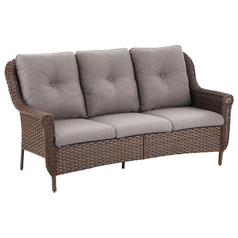 Sunwell Garden 3-Seater Patio Sofa with Floral Armrests in Gray, , large