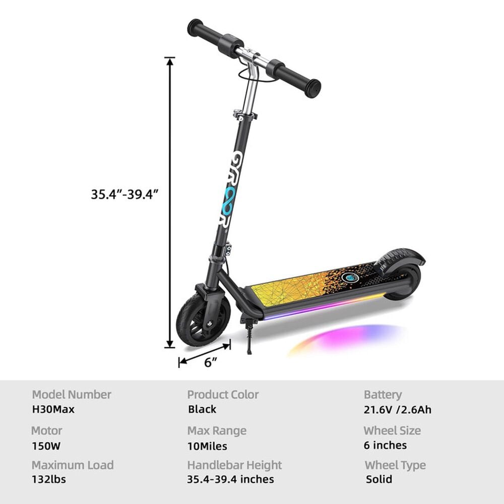 HOMLUX Kids Electric Scooter with 6" Tires in Black, , large