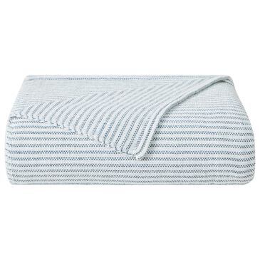 Pem America Striped Chenille 50" x 60" Throw in White and Blue, , large