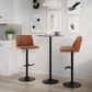 LumiSource Toriano Swivel Adjustable Bar Stool with Camel Faux Leather Upholstery in Black (Set of 2), , large