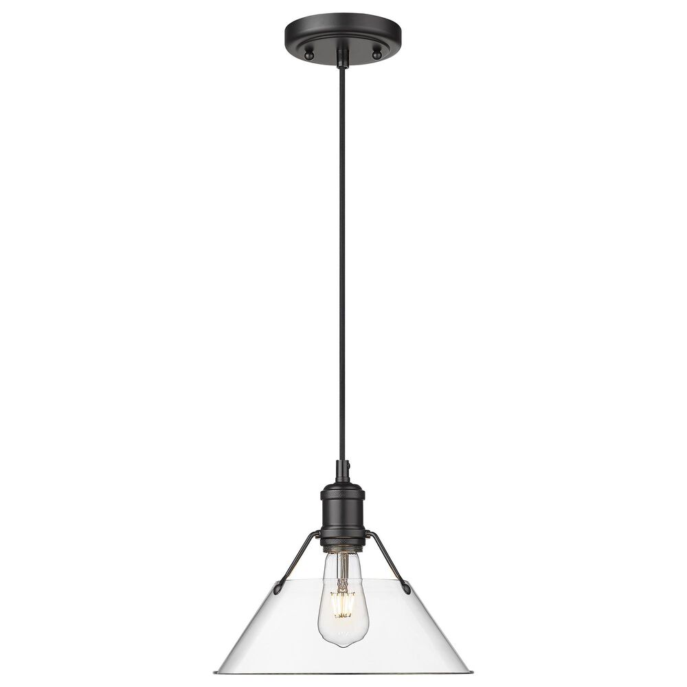 Golden Lighting Orwell 1-Light Medium Pendant with Clear Glass Shade in Matte Black, , large
