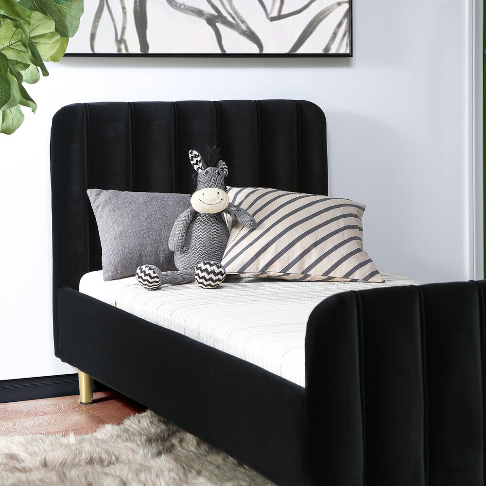 Baby Appleseed Gatsby Toddler Bed in Black Velvet, , large