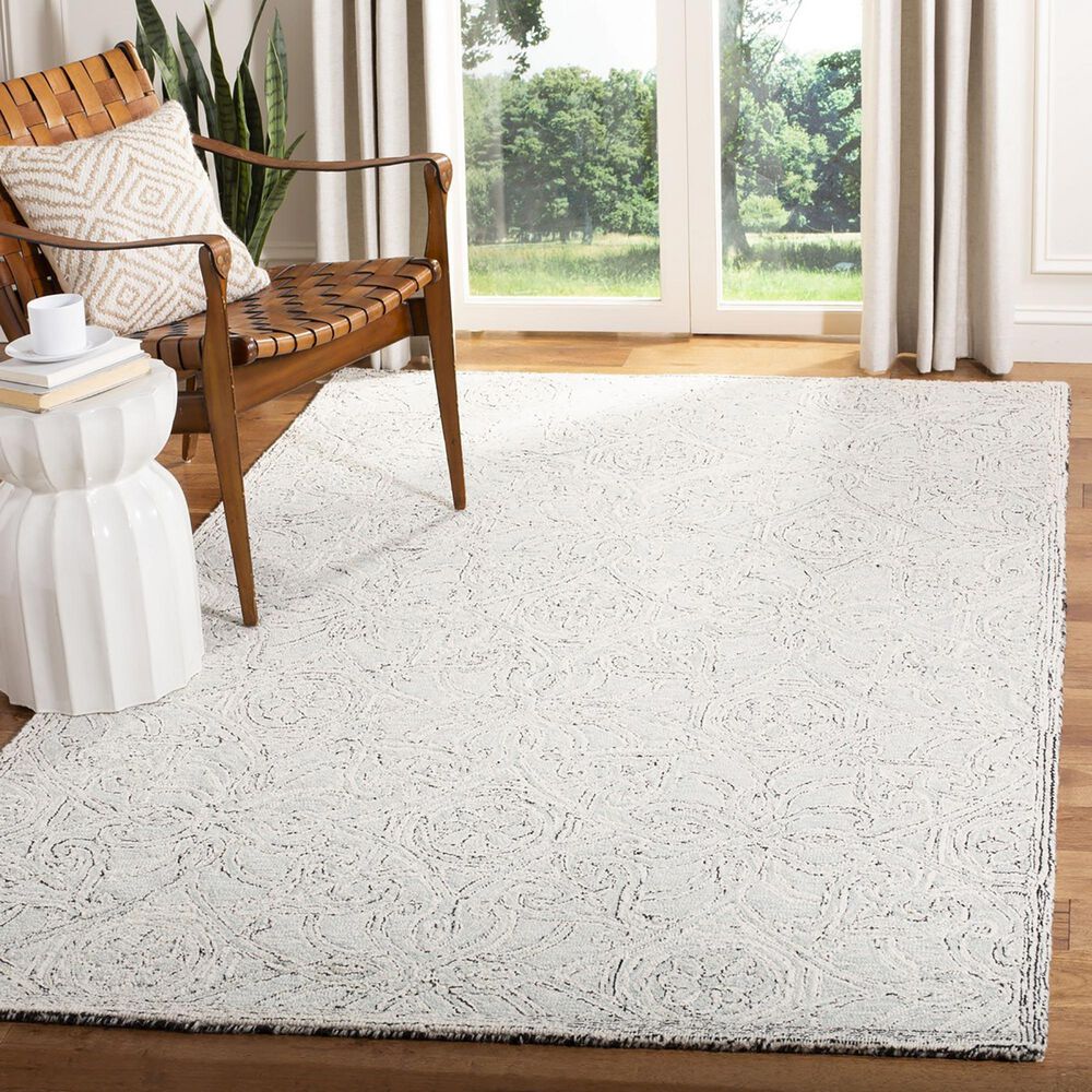 Safavieh Micro-Loop Damask 5&#39; x 8&#39; Gray and Ivory Area Rug, , large