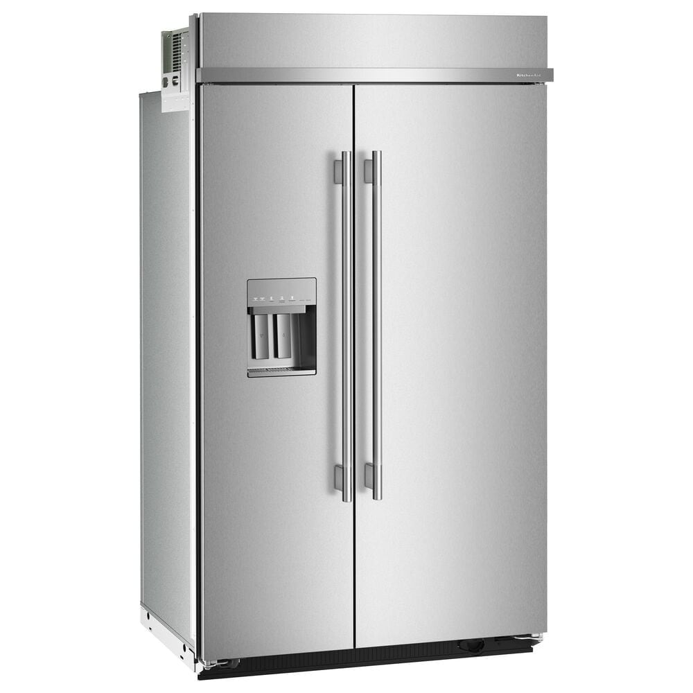 KitchenAid 29.4 Cu. Ft. Built-In Side-by-Side Refrigerator with Exterior Water and Ice Dispenser in PrintShield Stainless Steel, , large