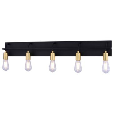 Vaxcel Seward Park 5-Light Bathroom Vanity in Black and Satin Brass, , large
