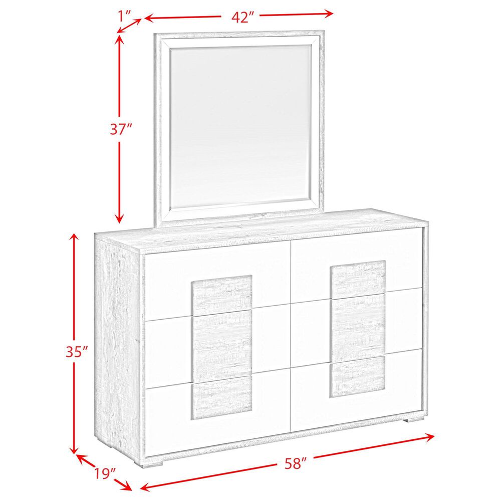 Mayberry Hill San Matteo 6-Drawer Dresser and Mirror in White and Ash Grey, , large