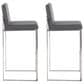 Lumisource Fuji Stackable Barstool with Grey Faux Leather Cushion in Stainless Steel (Set of 2), , large