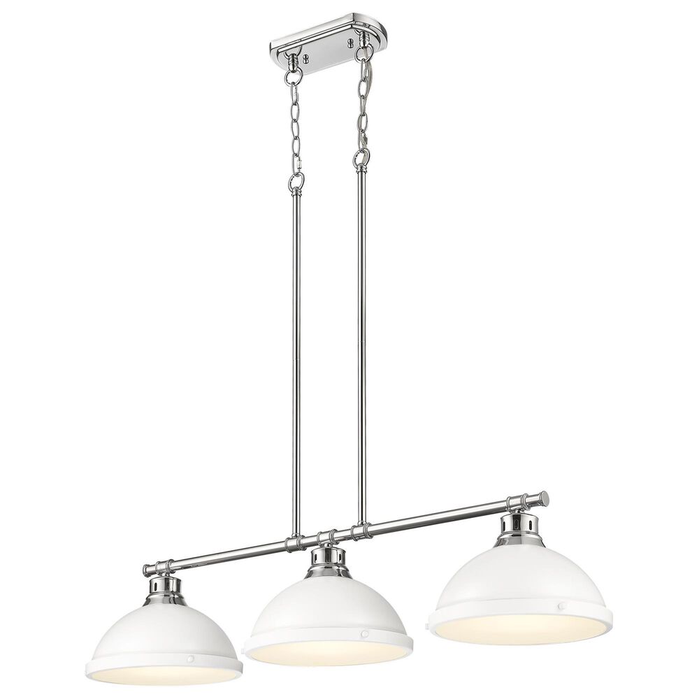 Golden Lighting Duncan 3-Light Pendant with Matte White Shade in Pewter, , large