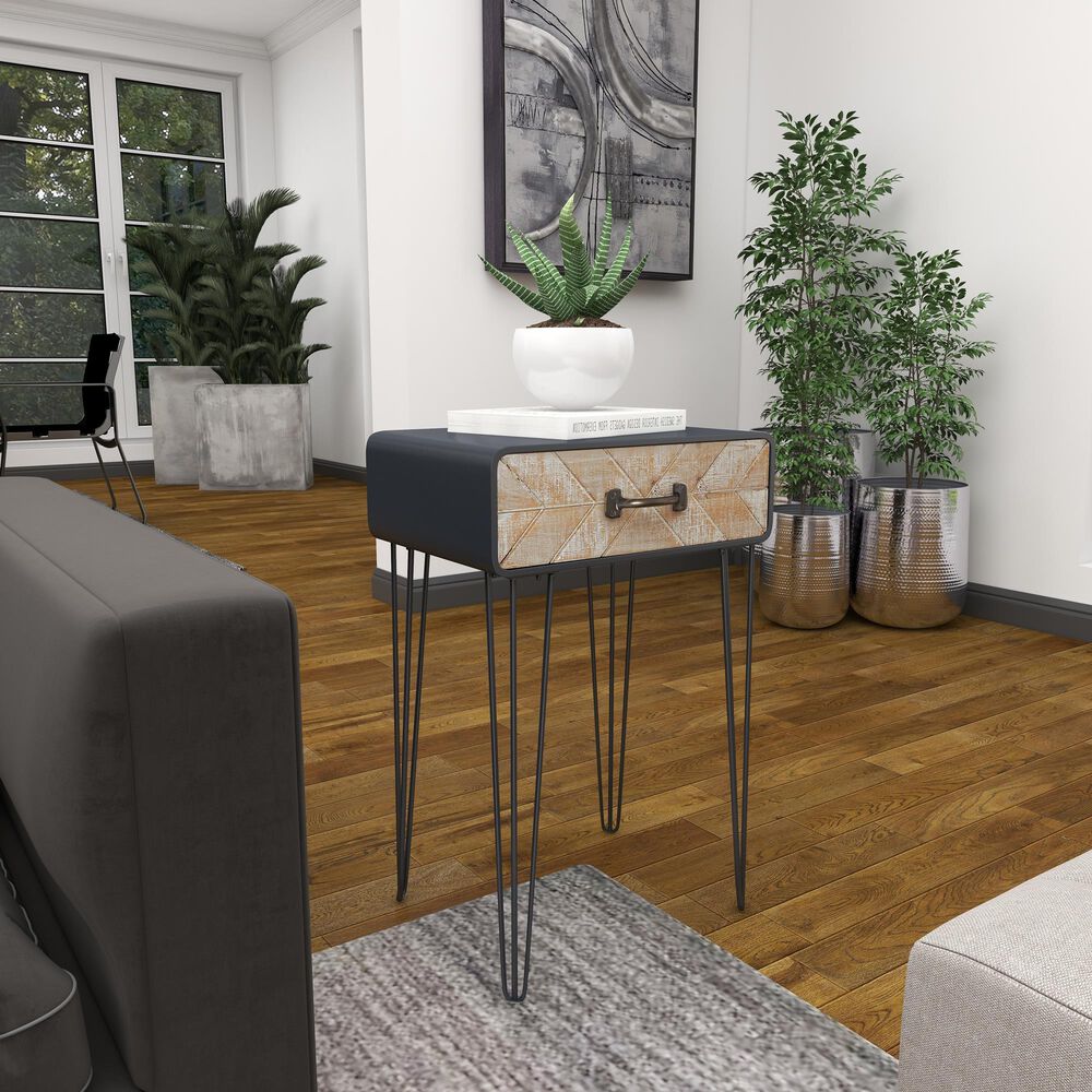 Uma Enterprises Modern Accent Table in Black, Brown and Gray, , large