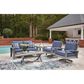 Ashley Half Moon Beach Stationary Loveseat with Blue Cushions in Gray, , large