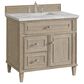 James Martin Vanities Lorelai 36" Single Vanity in Whitewashed Oak with 3cm Victorian Silver Quartz Top, , large