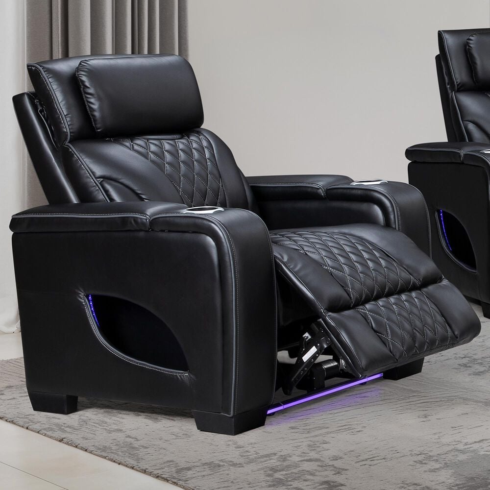 Titanic Furniture All Star Power Recliner with Power Headrest in Black, , large