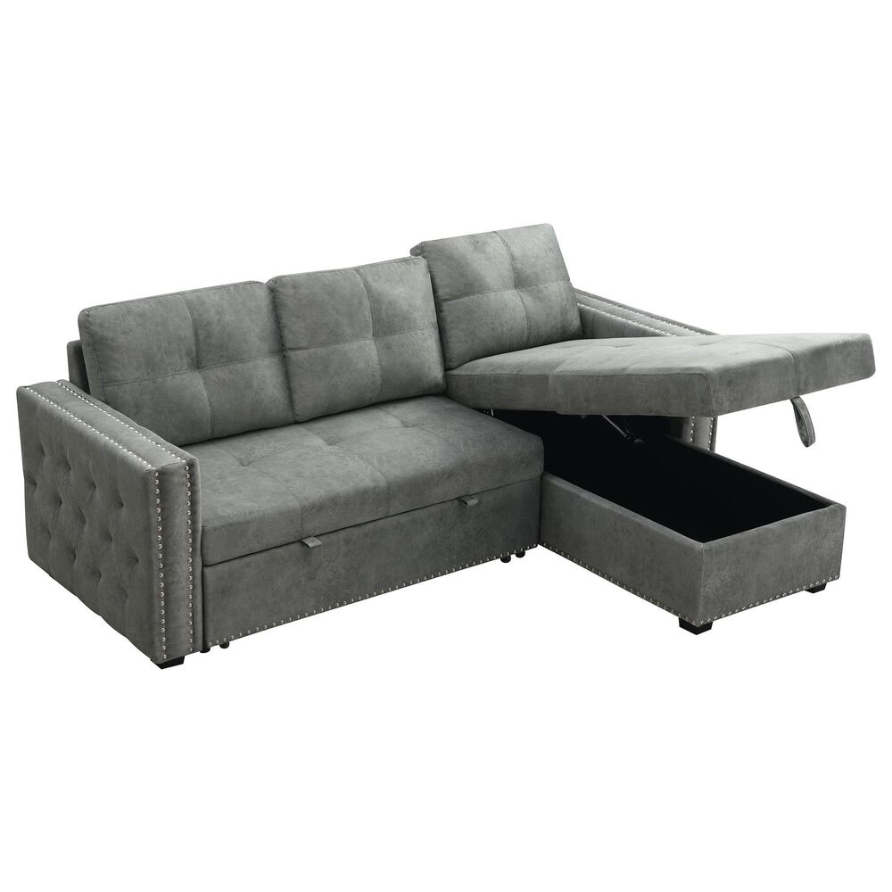 Morden Fort 2Piece Storage Sleeper Sectional in Grey Velvet Shop NFM