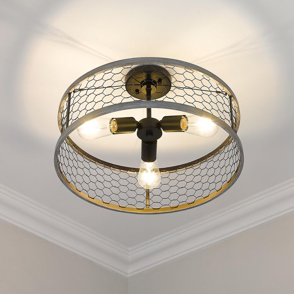 Golden Lighting Bailey 3-Light Semi-Flush in Matte Black, , large
