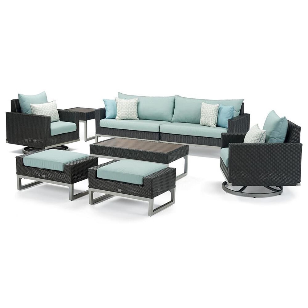 RST Brands Milo 8-Piece Sunbrella Patio Motion Seating Set in Spa Blue, , large