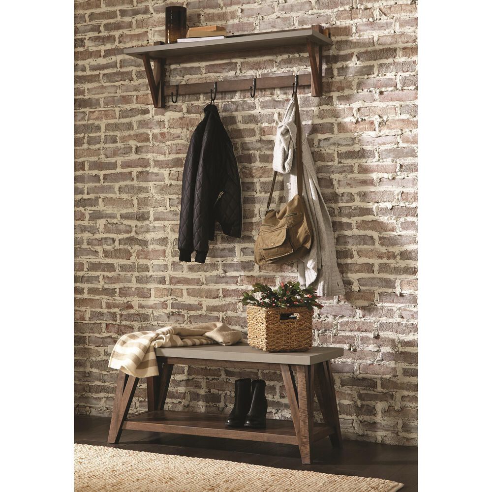 Timberlake Brookside 40&quot; Entryway Coat Hook in Light Gray and Brown, , large