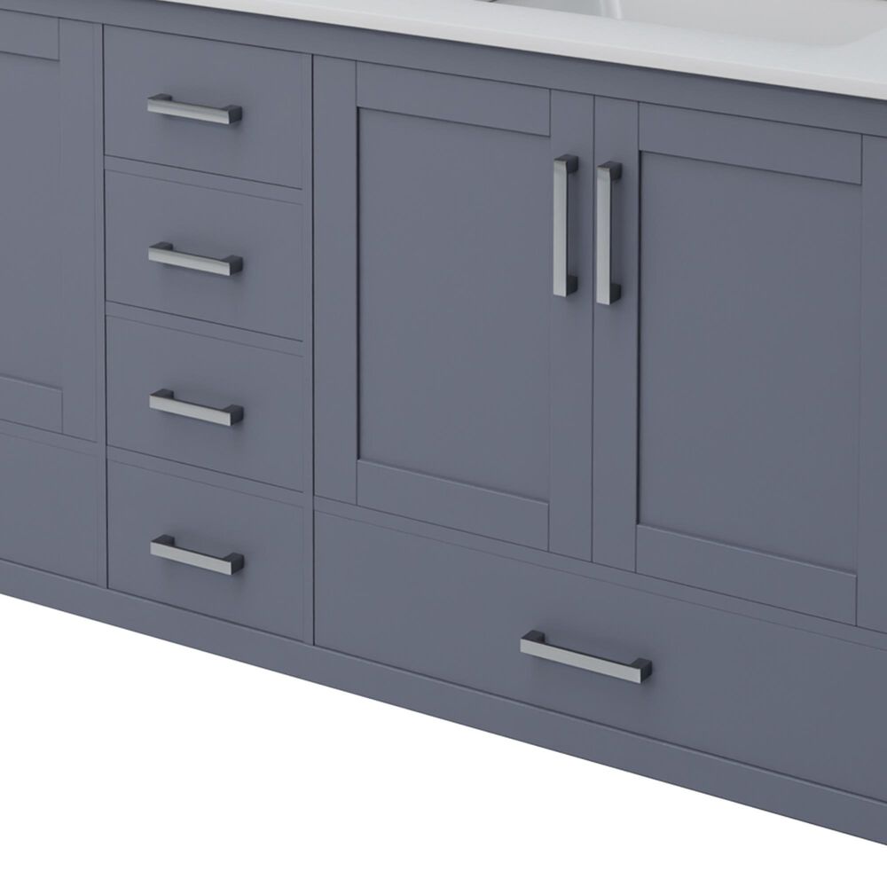 Lexora Home Jacques 84" Double Bathroom Vanity in Dark Grey with 2 cm White Cultured Marble Top and Rectangular Sinks, , large