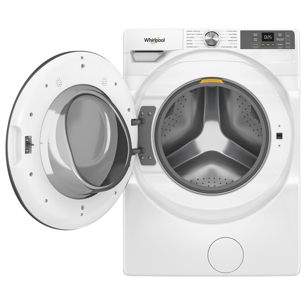 Whirlpool 4.5 Cu. Ft. Smart Front Load Washer and 7.4 Cu. Ft. Smart Gas Dryer Laundry Pair in White, , large
